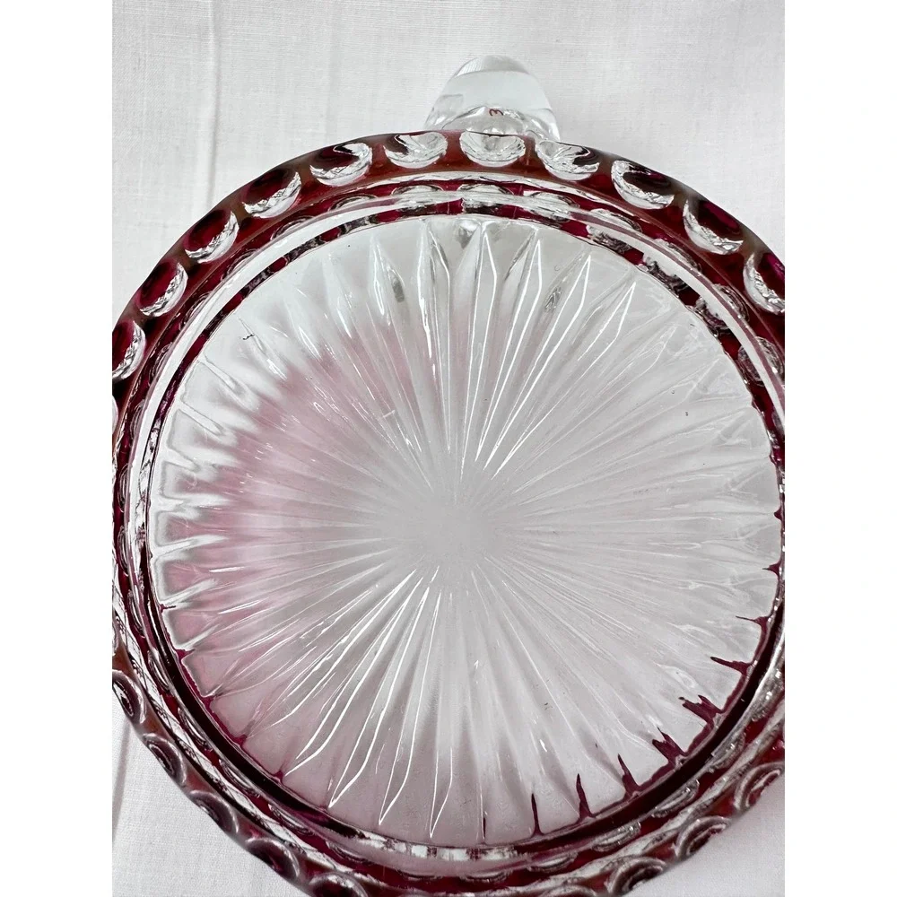 Westmoreland Ruby Red Waterford‎ 5" Heart Shaped Bonbon Nappy Glass Dish Handle - Picture 9 of 14